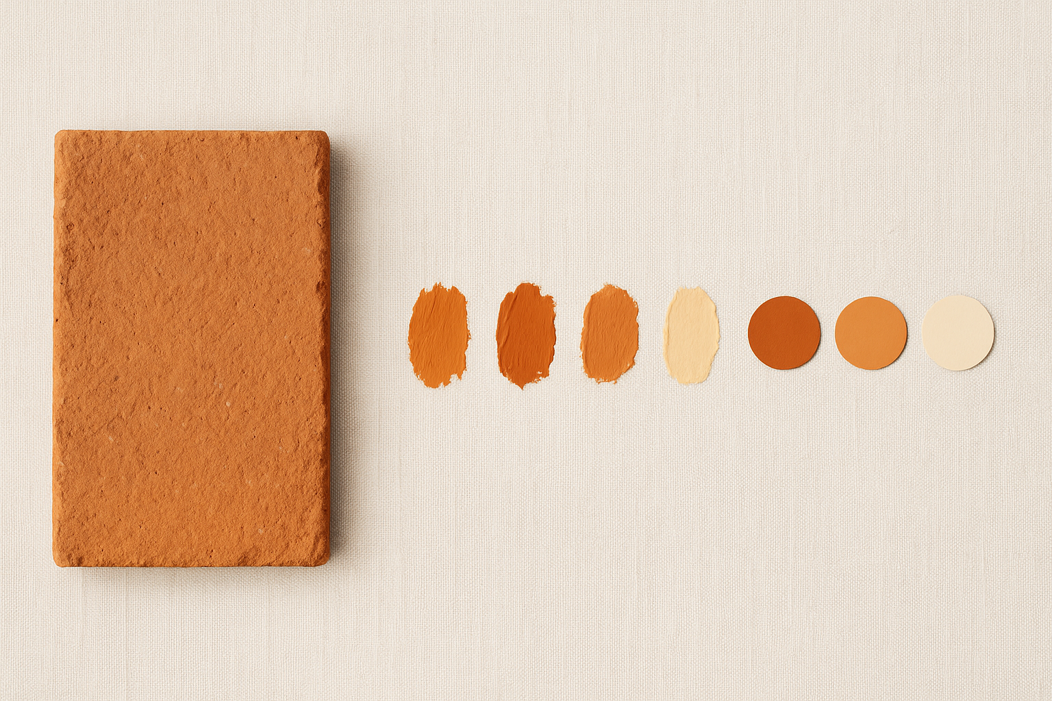 Side-by-side showing a terracotta texture photograph, raw extracted color swatches, and a refined harmonized palette derived from the texture