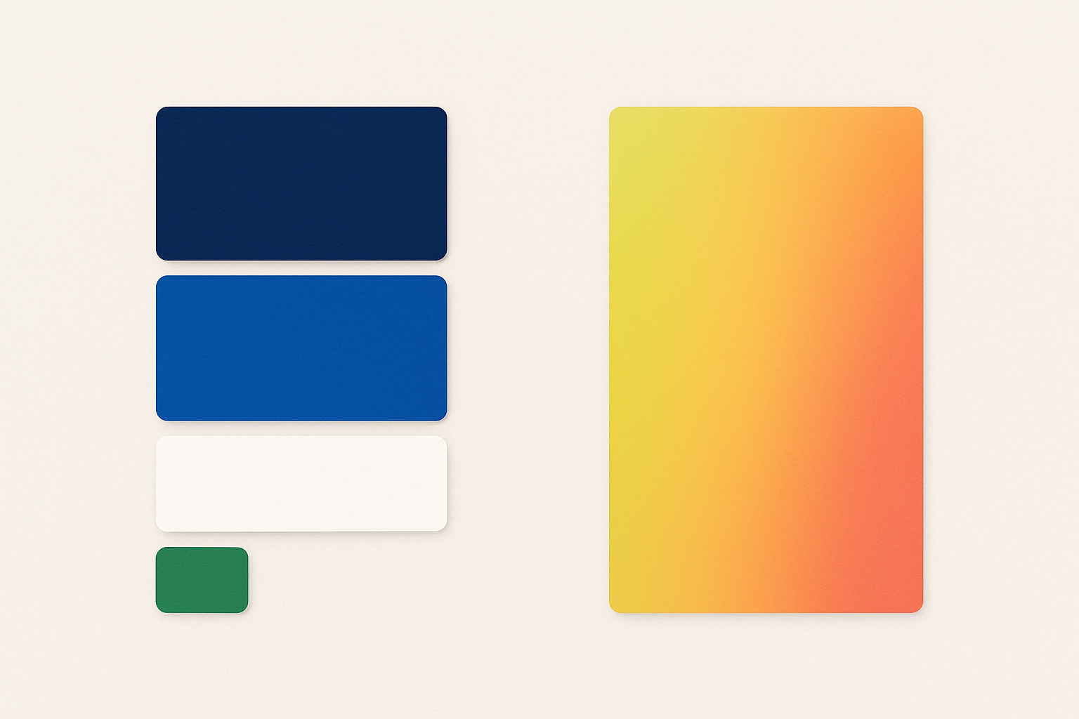 Side-by-side comparison of a flat cool-blue 2018 edtech palette versus a warm chartreuse-to-coral 2026 gradient palette.