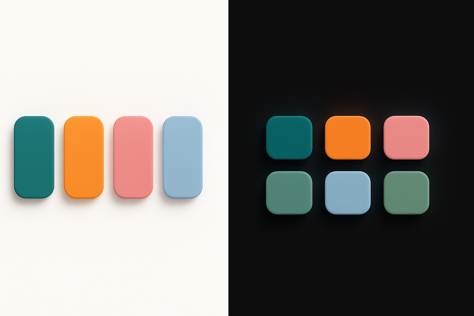 Side-by-side illustration showing identical UI color swatches on white and dark backgrounds, demonstrating how the same hex values appear perceptually different depending on the surrounding background color