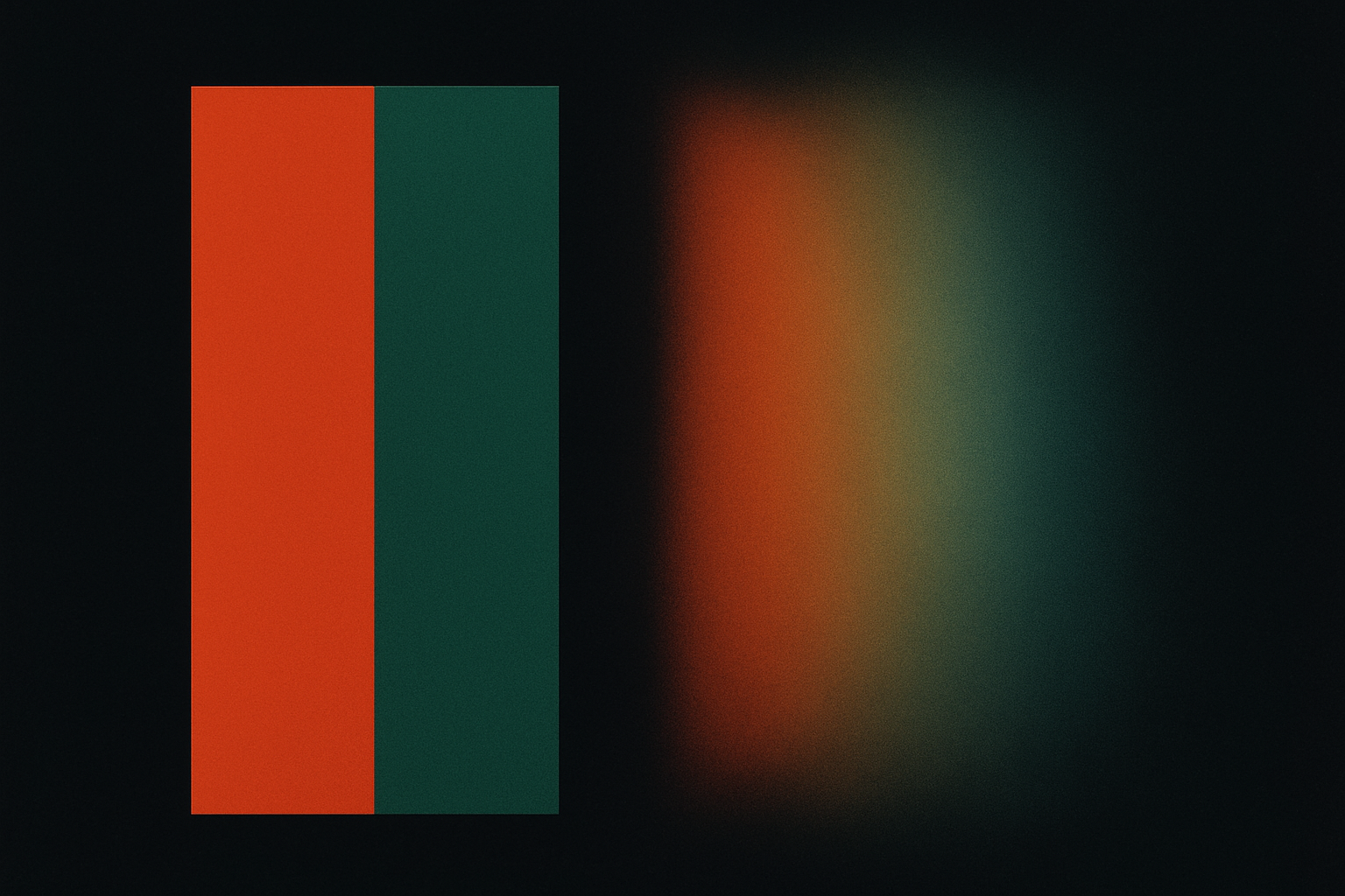 Illustration of the stabilized retinal image experiment showing red and green stripes with a dissolving boundary creating an impossible color blend zone