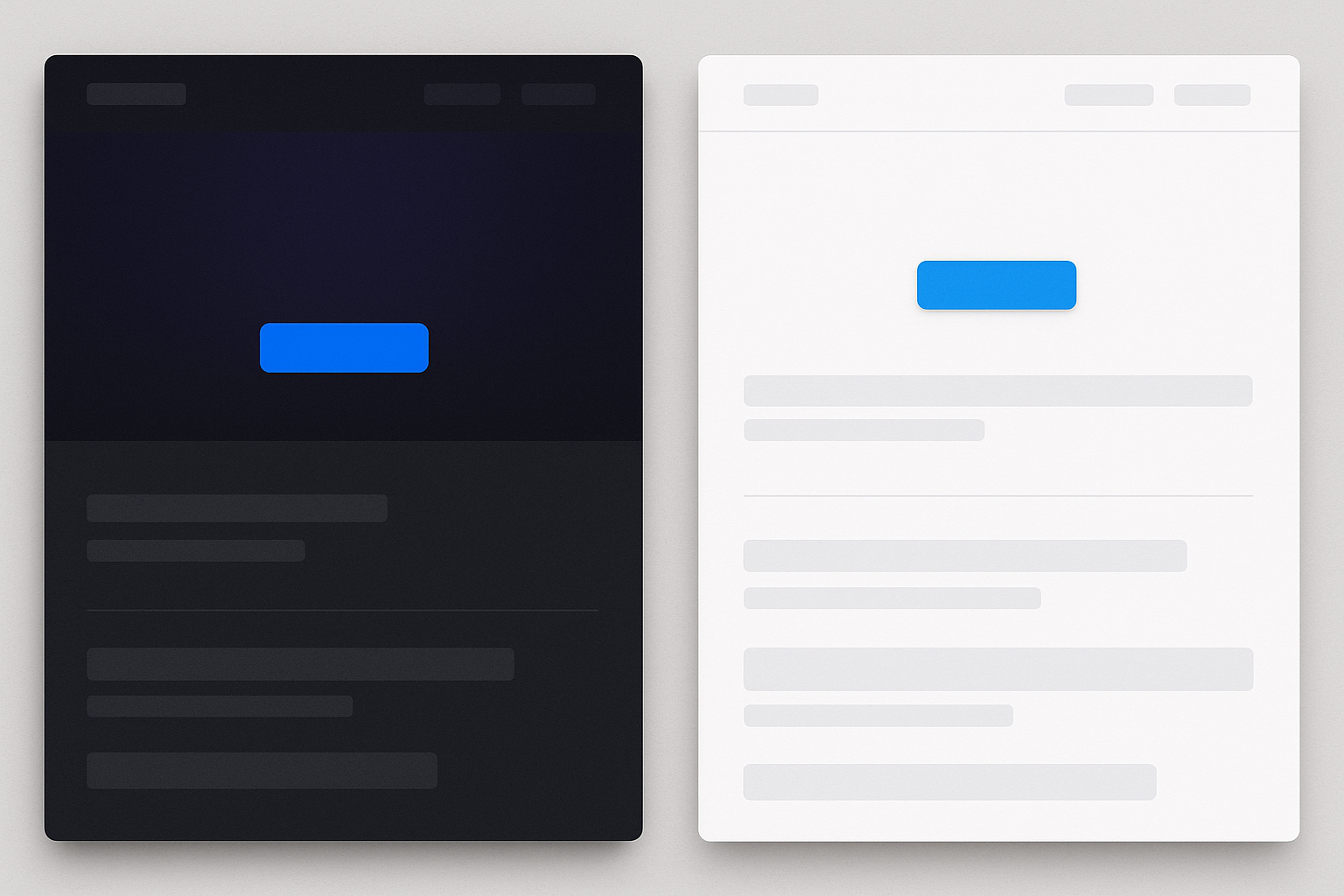 Side-by-side comparison of the same blue button on a dark marketing page where it looks vivid versus a white settings page where it appears muted, demonstrating how surrounding context changes color perception.
