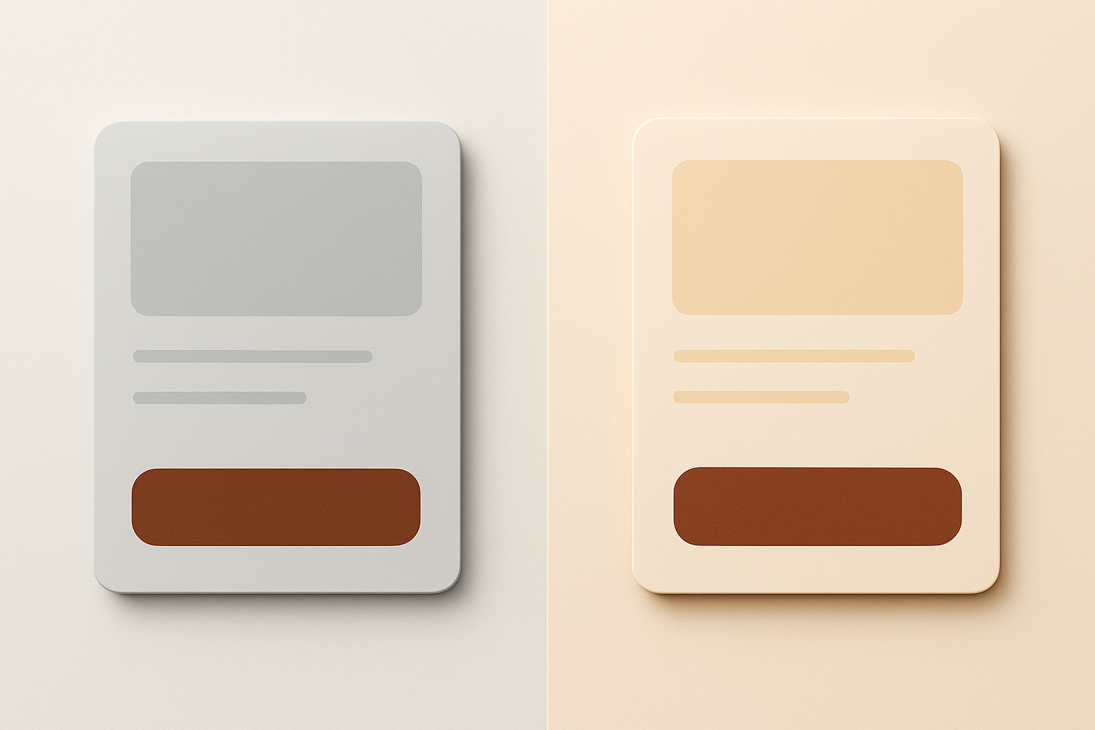 Side-by-side comparison of brown paired with cool gray neutrals versus warm neutrals, showing how warm-shifted grays create harmony while cool grays create chromatic clash