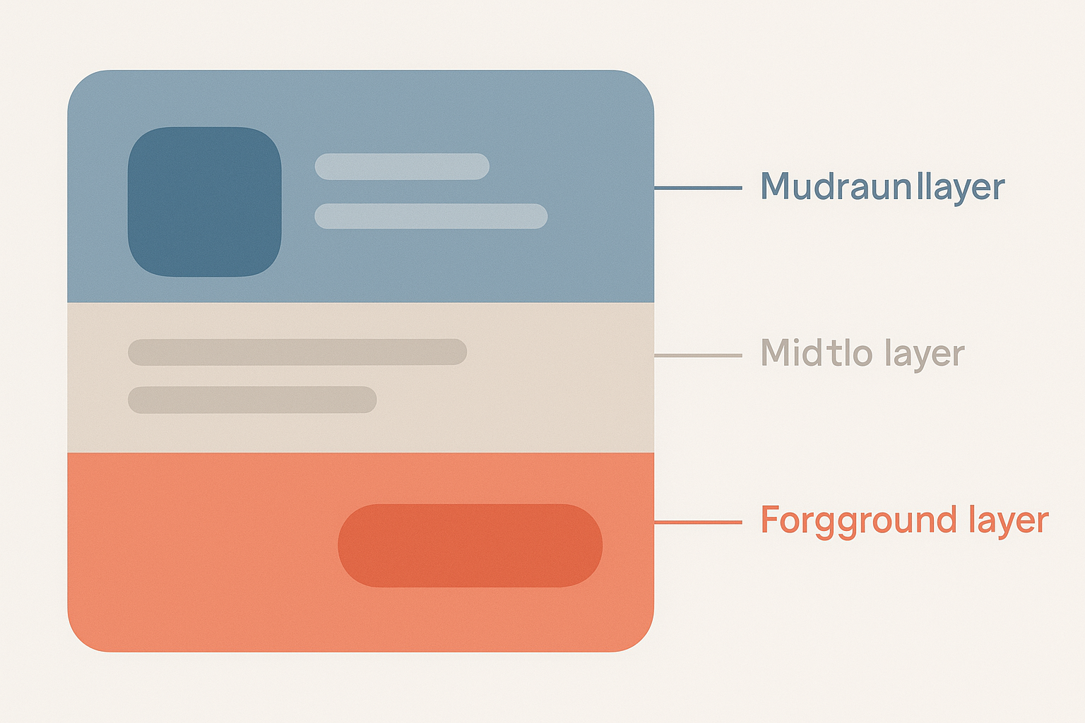An app card illustration divided into warm foreground, neutral mid, and cool background color-temperature zones.