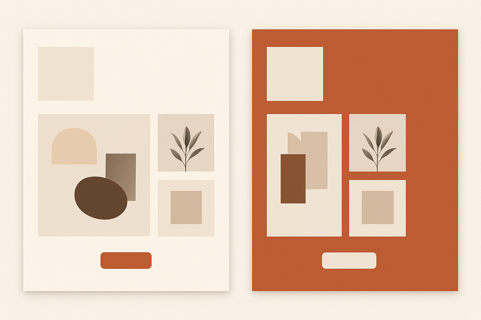 Side-by-side comparison showing correct minimal use of accent color versus overuse of the same accent color in a portfolio layout