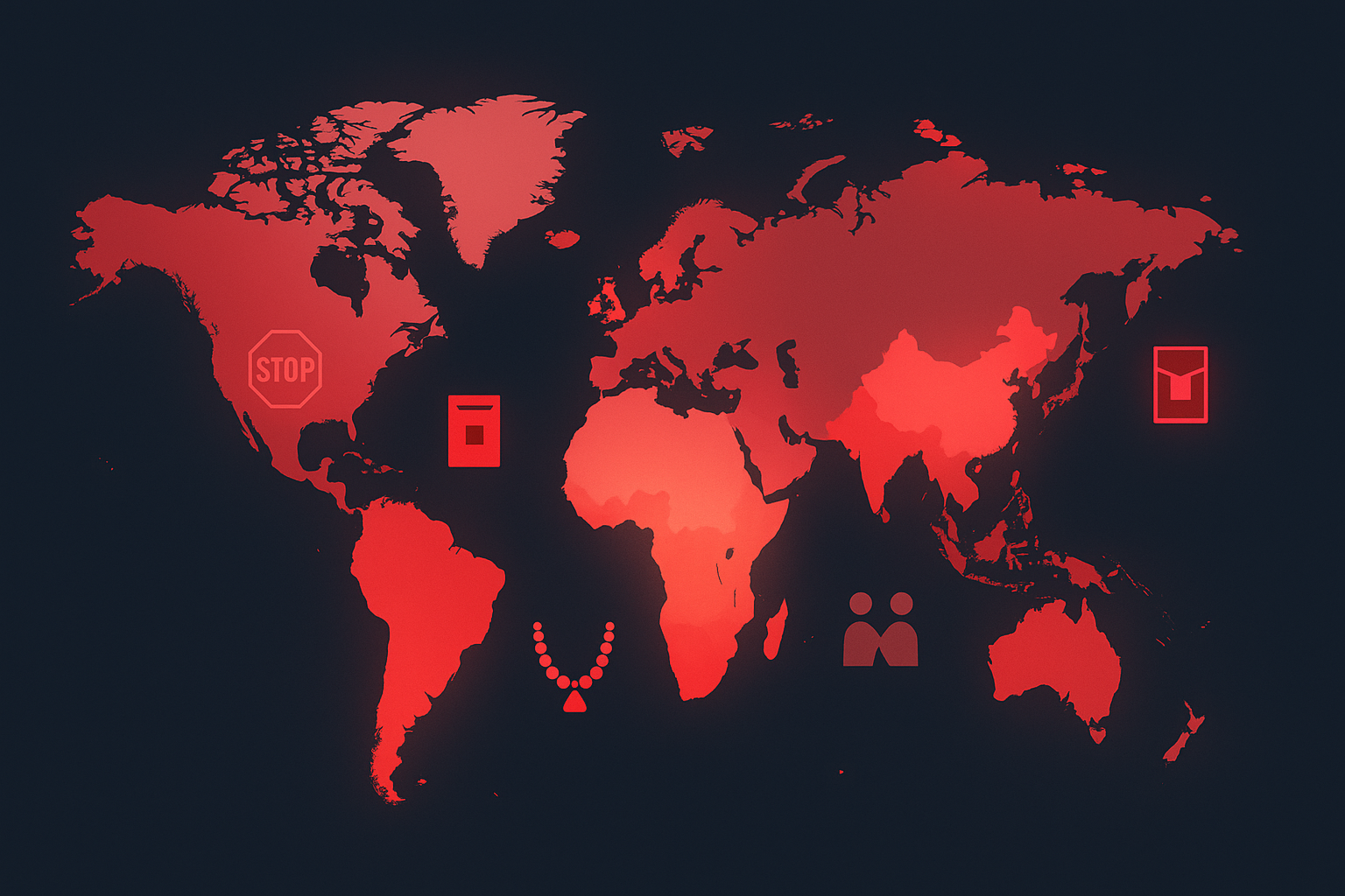 World map infographic illustrating how the color red carries different cultural meanings across major regions, from danger in the West to prosperity in China to auspiciousness in India