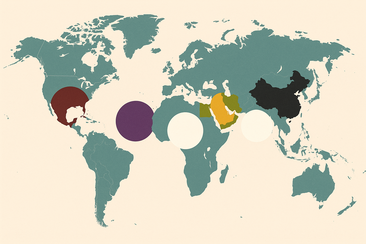 A stylized world map illustration with colored swatches indicating regional mourning color traditions, including white in South and East Asia, red in West Africa, purple in Thailand, gold in Egypt, green across Islamic regions, and black in the Western world.