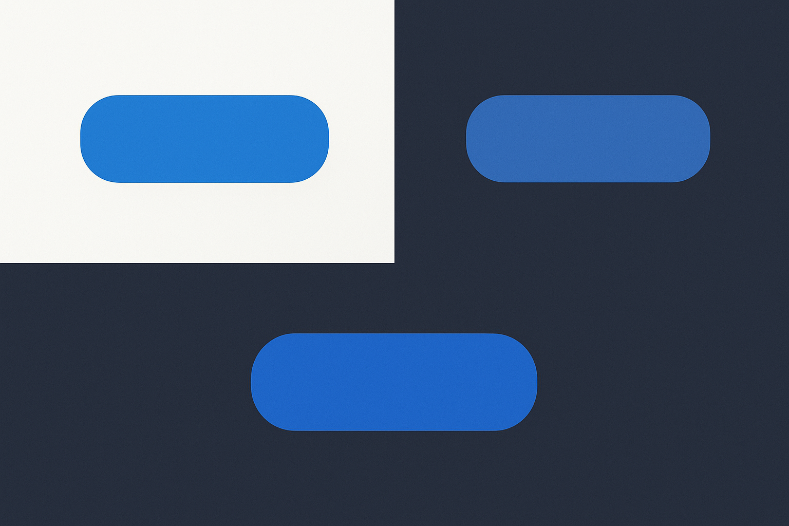 Side-by-side comparison of a blue CTA button on white and dark navy backgrounds showing how simultaneous contrast desaturates the perceived color, with a corrected warmer version that compensates for the effect.